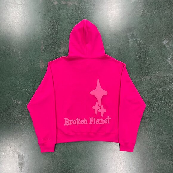 Broken Planet Monochrome Hoodie Fuchsia Pink - Picture 8 of 8